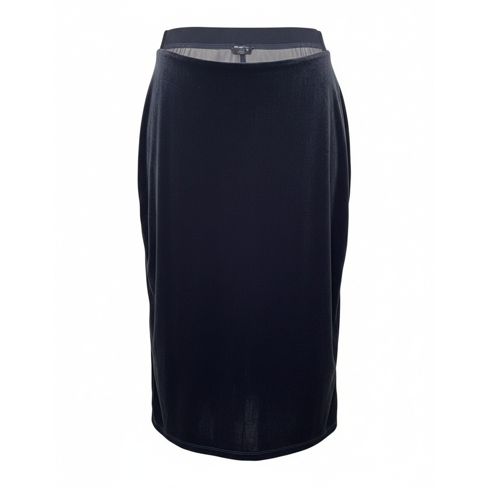 Talbots Velvet Midi Skirt Women 1X Black New NWT Plus Size Back Slit Stretch